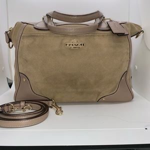 Coach beige Suede and leather cross body bag
